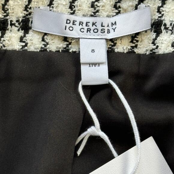 Derek Lam Constance Frayed Jacket Dress Gold Buttoned Size 8 Ivory Black NWT - Picture 9 of 13